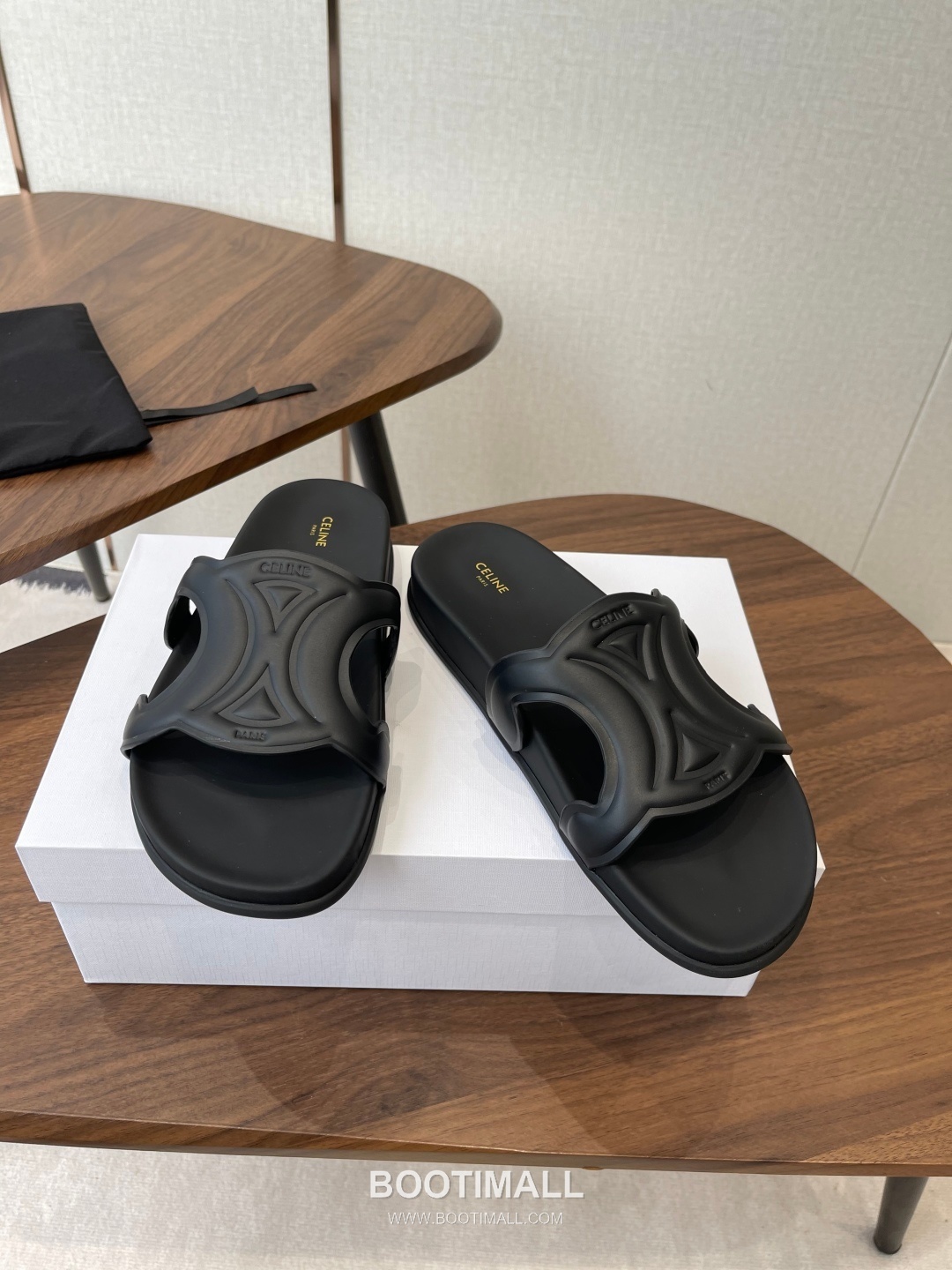 Celine Triomphe Roman Platform Lambskin Black Slides 셀린느 트리옹프 로마 플랫폼 양가죽 블랙 슬라이드 4