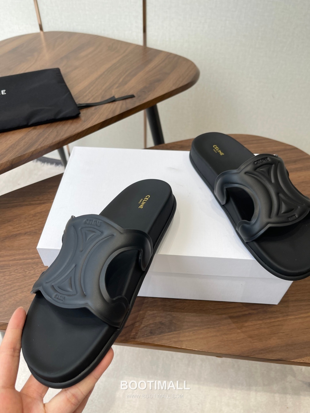 Celine Triomphe Roman Platform Lambskin Black Slides 셀린느 트리옹프 로마 플랫폼 양가죽 블랙 슬라이드 5