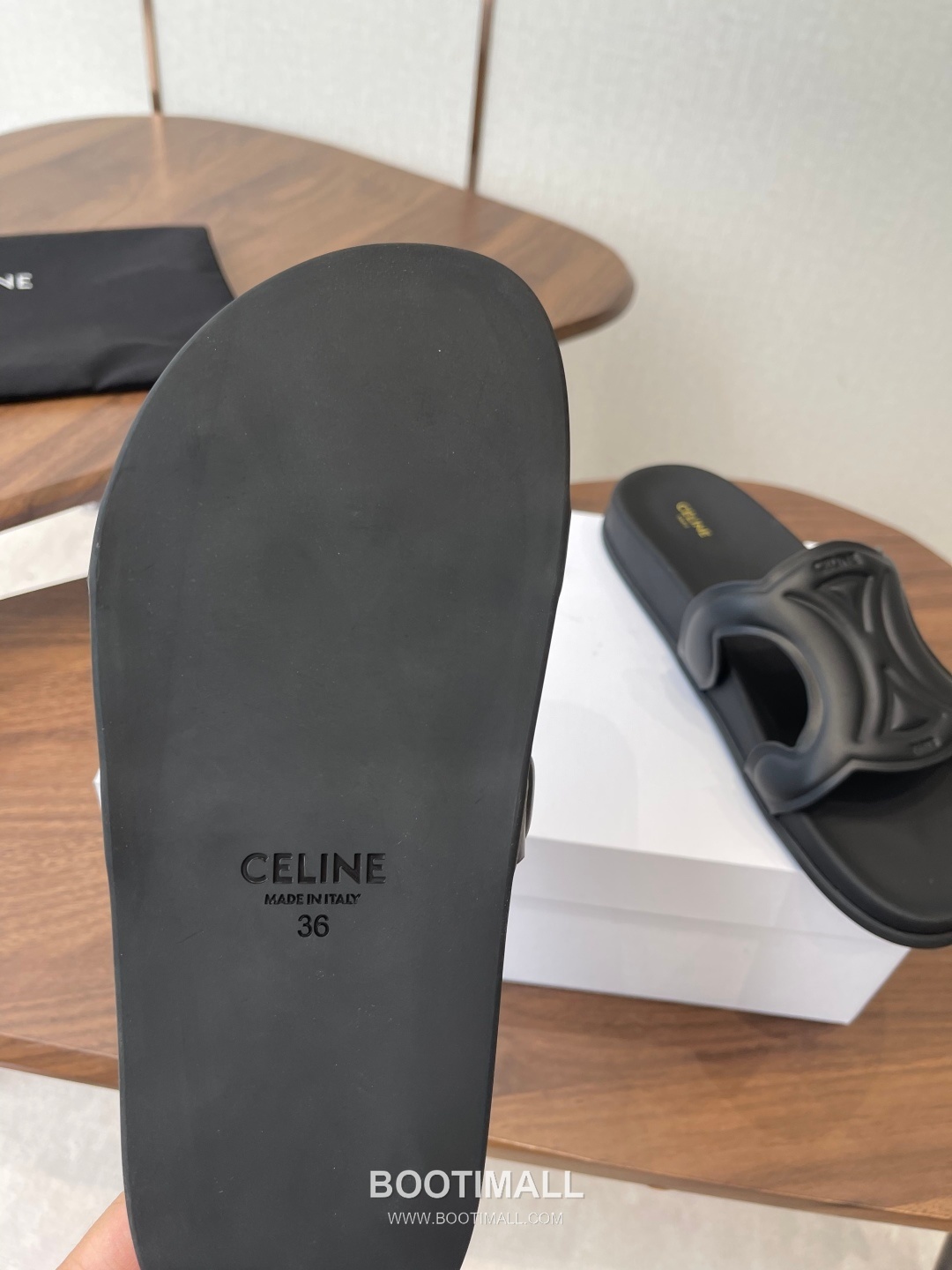 Celine Triomphe Roman Platform Lambskin Black Slides 셀린느 트리옹프 로마 플랫폼 양가죽 블랙 슬라이드 9