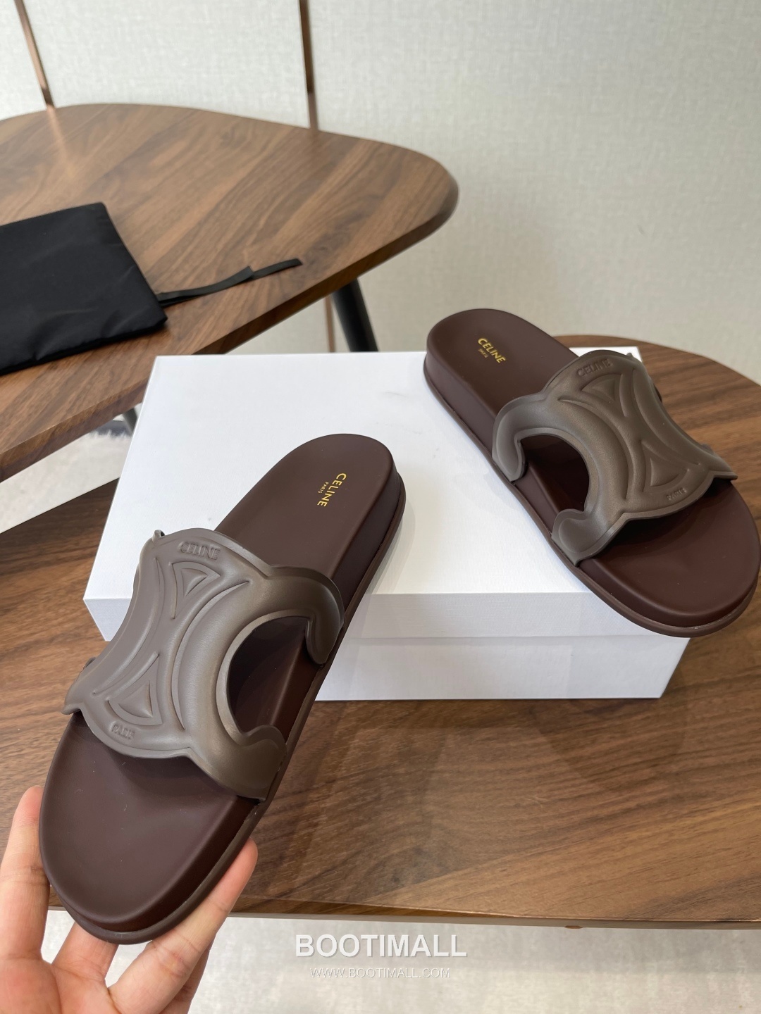 Celine Triomphe Roman Platform Lambskin Black Slides 셀린느 트리옹프 로마 플랫폼 양가죽 블랙 슬라이드 6