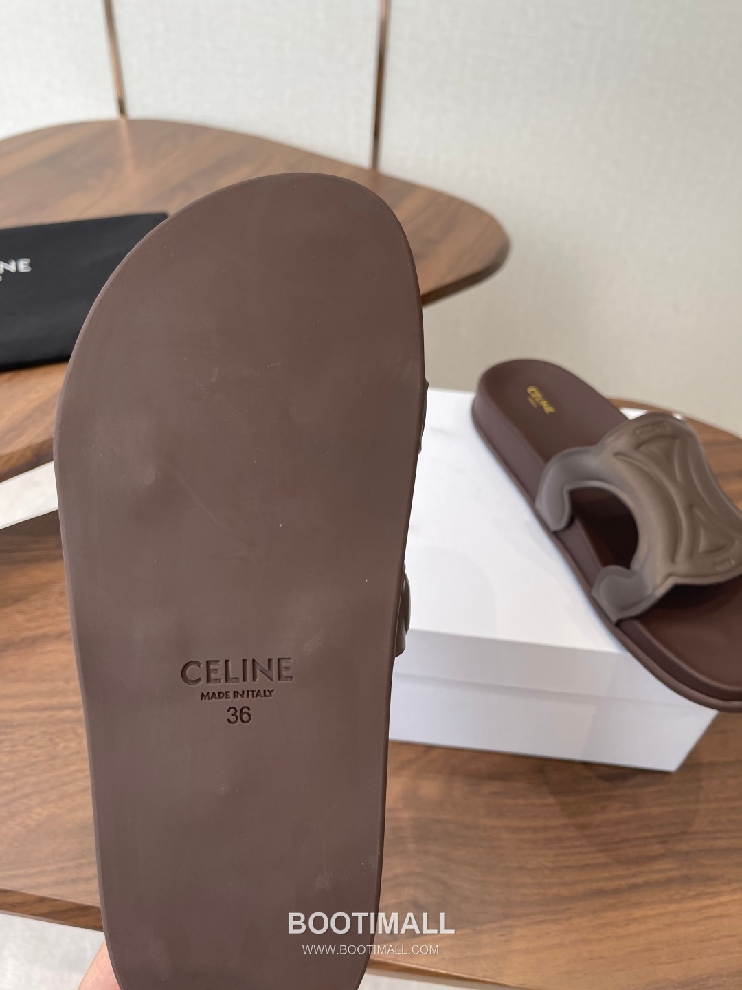 Celine Triomphe Roman Platform Lambskin Black Slides 셀린느 트리옹프 로마 플랫폼 양가죽 블랙 슬라이드 9