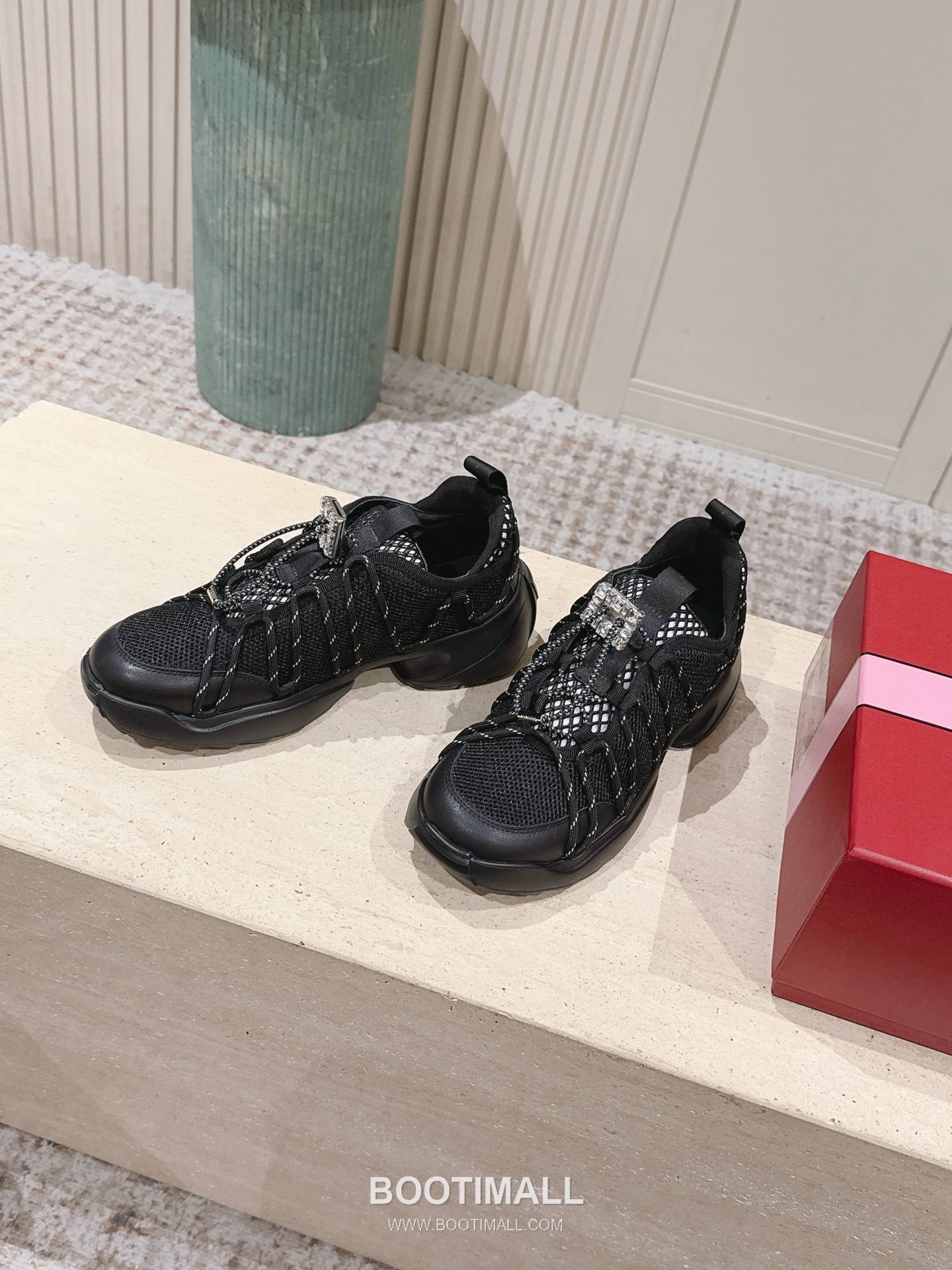 Prada Viv Run Crystal Buckle Mesh Lambskin Black Sneakers 프라다 비브 런 크리스털 버클 메쉬 양가죽 블랙 스니커즈 3
