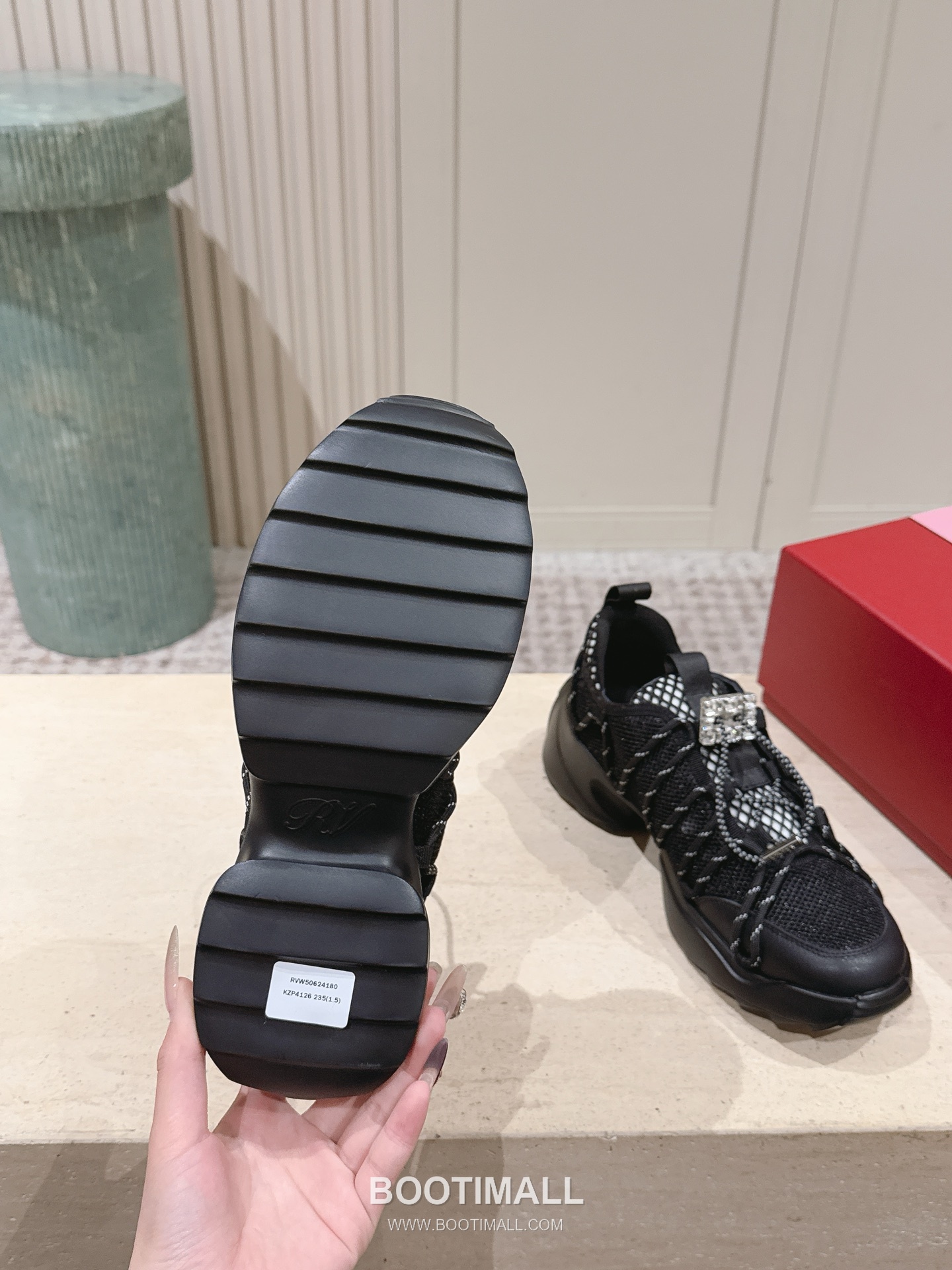 Prada Viv Run Crystal Buckle Mesh Lambskin Black Sneakers 프라다 비브 런 크리스털 버클 메쉬 양가죽 블랙 스니커즈 9