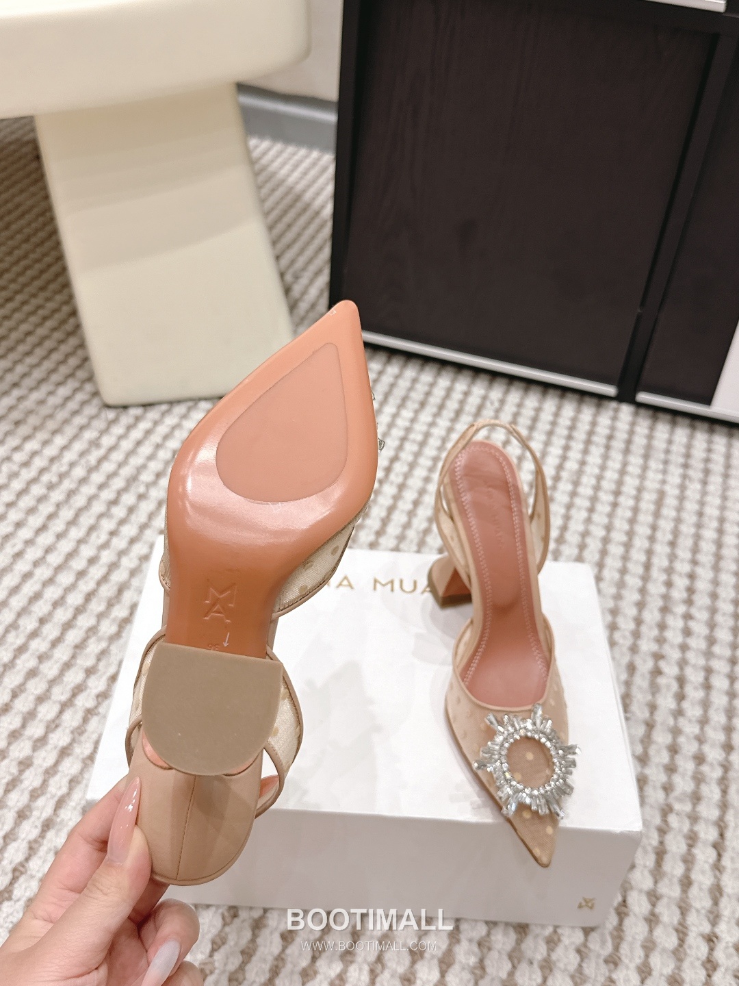 Amina Muaddi Crystal Embellished Slingback Heel 아미나 무아디 크리스탈 슬링백 힐 9.5cm 9