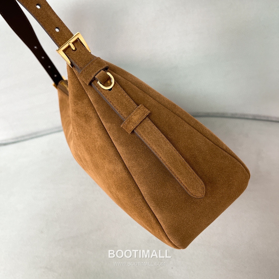 Prada Aimee Triangle Logo Suede Cocoa Brown Shoulder Bag 프라다 아미 트라이앵글 로고 1BC228 스웨이드 코코아 브라운 숄더백 39cm 5