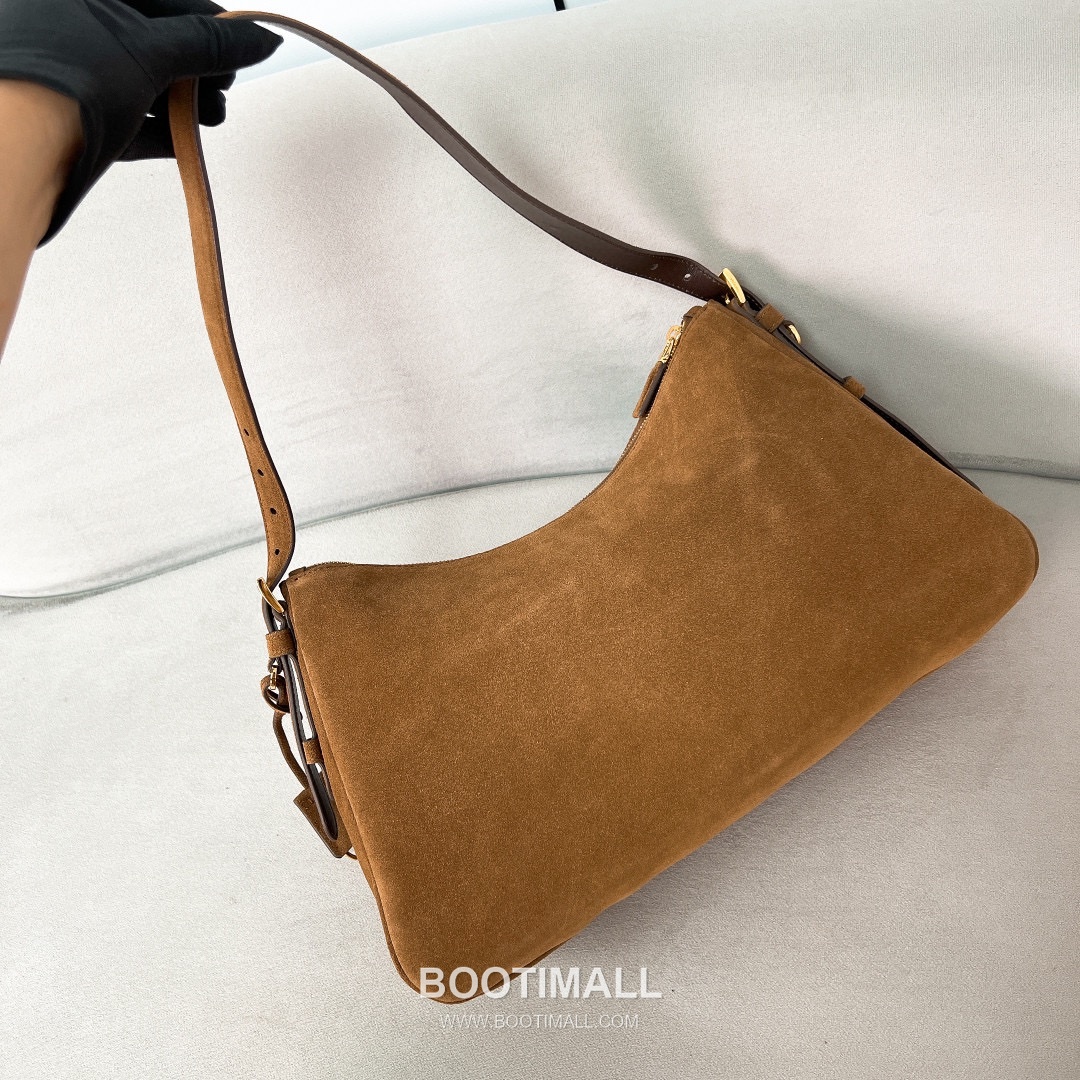 Prada Aimee Triangle Logo Suede Cocoa Brown Shoulder Bag 프라다 아미 트라이앵글 로고 1BC228 스웨이드 코코아 브라운 숄더백 39cm 6