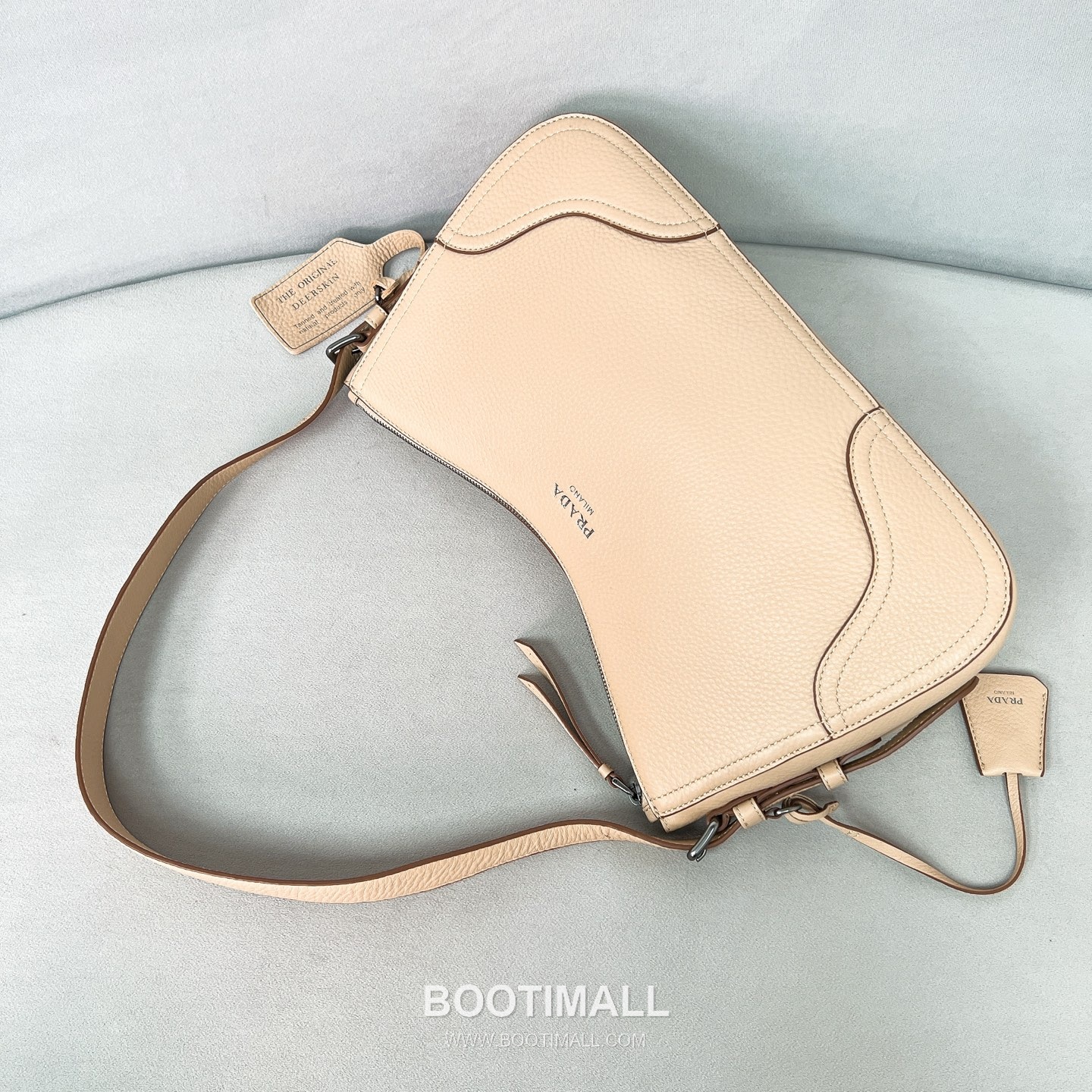 Prada Aimee Deerskin Milk Tea Beige Hobo Bag 프라다 에이미 1BC280 디어스킨 밀크티 베이지 호보백 36cm 7