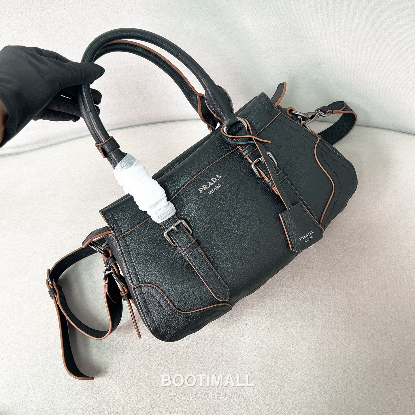 Prada Pebbled Tote Deerskin Black Bag 프라다 1BG604 페블 토트 디어스킨 블랙 35cm 4