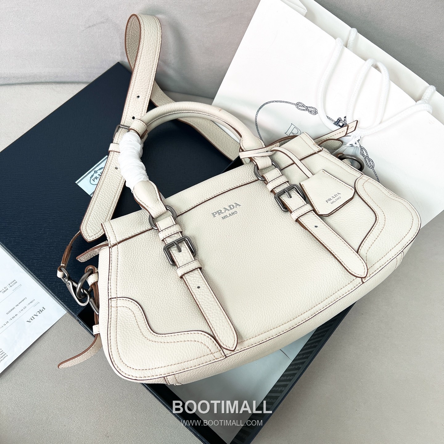 Prada Pebbled Tote Deerskin Black Bag 프라다 1BG604 페블 토트 디어스킨 블랙 35cm 2