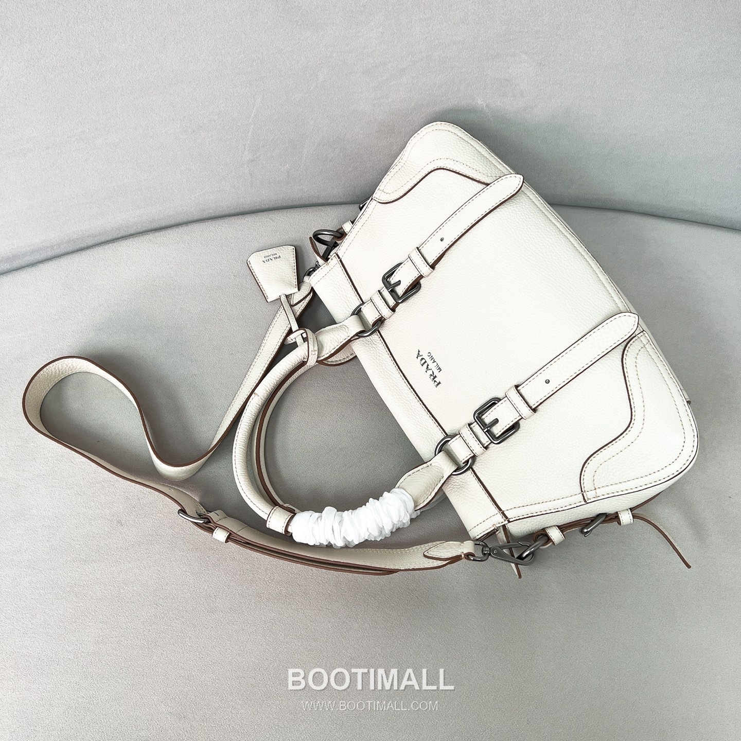 Prada Pebbled Tote Deerskin Black Bag 프라다 1BG604 페블 토트 디어스킨 블랙 35cm 6