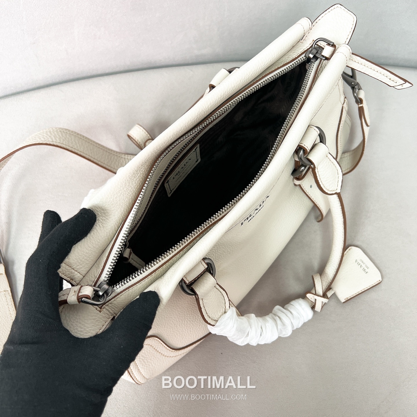 Prada Pebbled Tote Deerskin Black Bag 프라다 1BG604 페블 토트 디어스킨 블랙 35cm 9