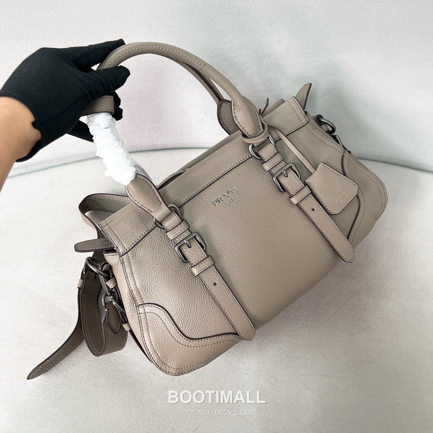 Prada Pebbled Tote Deerskin Taupe Bag 프라다 1BG604 페블드 토트 디어스킨 토프 35cm 3