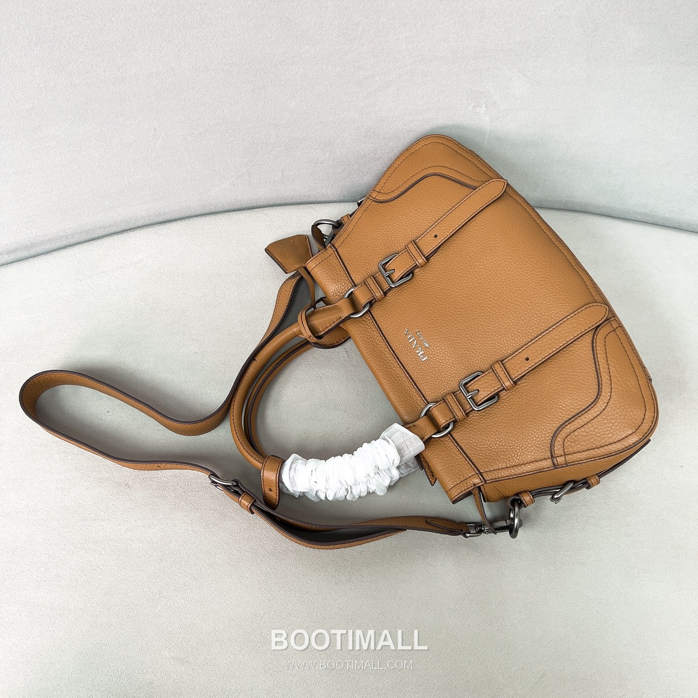 Prada Pebbled Deerskin Caramel Tote Bag 프라다 1BG604 페블드 디어스킨 카라멜 토트백 35cm 6