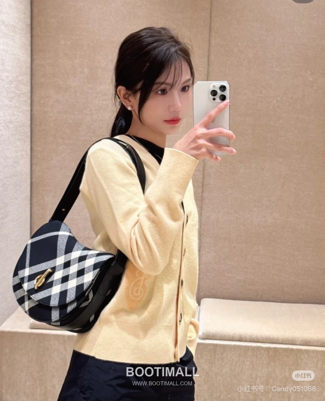 Burberry Check Wool Curved 330170 Beige Shoulder Bag 버버리 체크 울 커브드 330170 베이지 숄더백 26cm 3