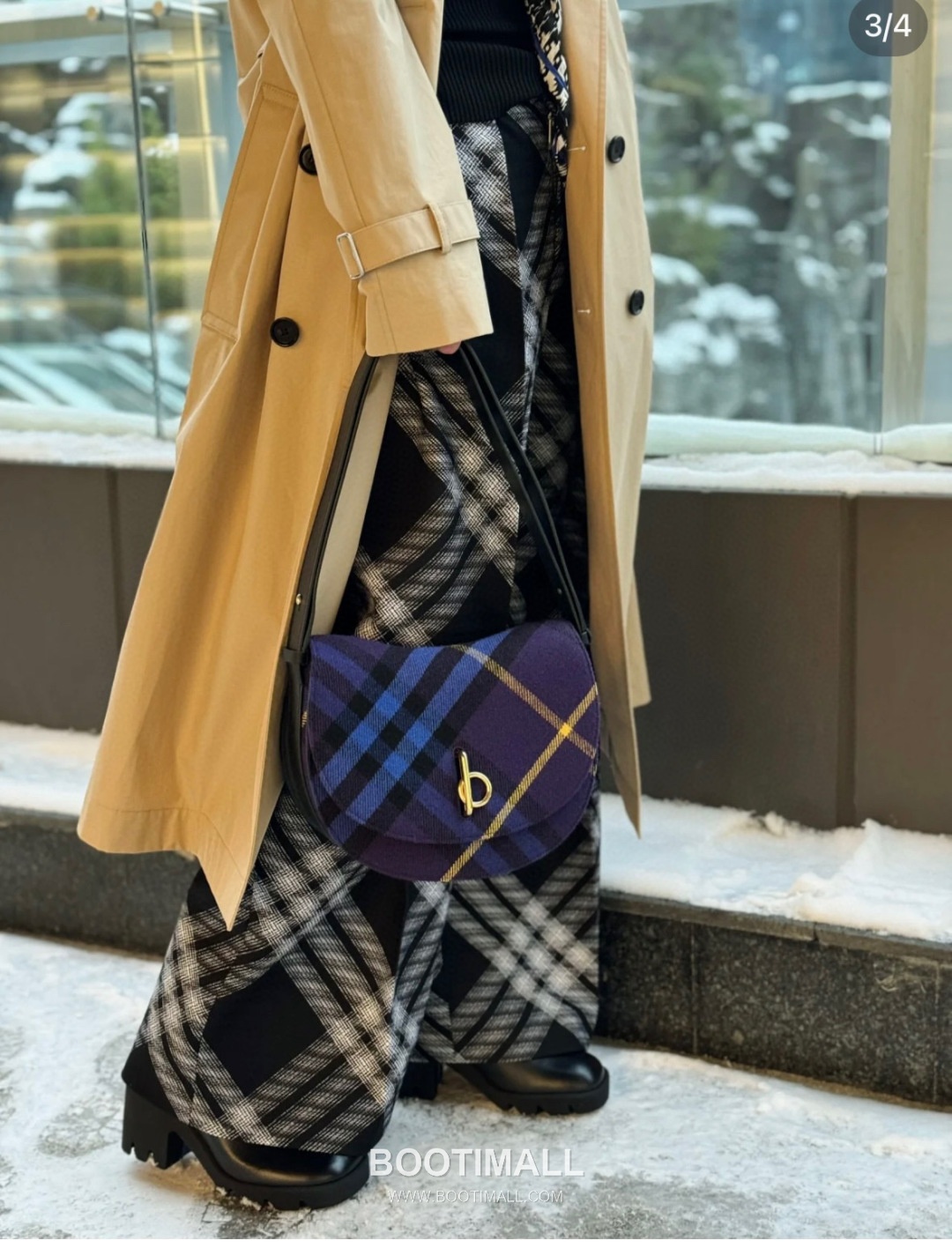 Burberry Check Wool Curved 330170 Beige Shoulder Bag 버버리 체크 울 커브드 330170 베이지 숄더백 26cm 10