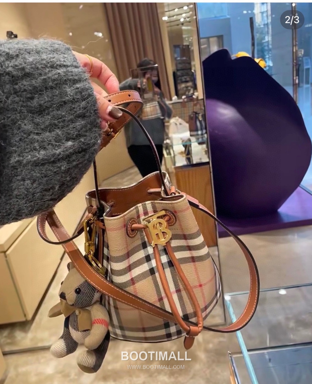 Burberry 184160 Bucket Eco-Friendly Synthetic Birch Brown Bag 버버리 184160 버킷 친환경 합성 소재 자작나무 브라운 18.5cm 1