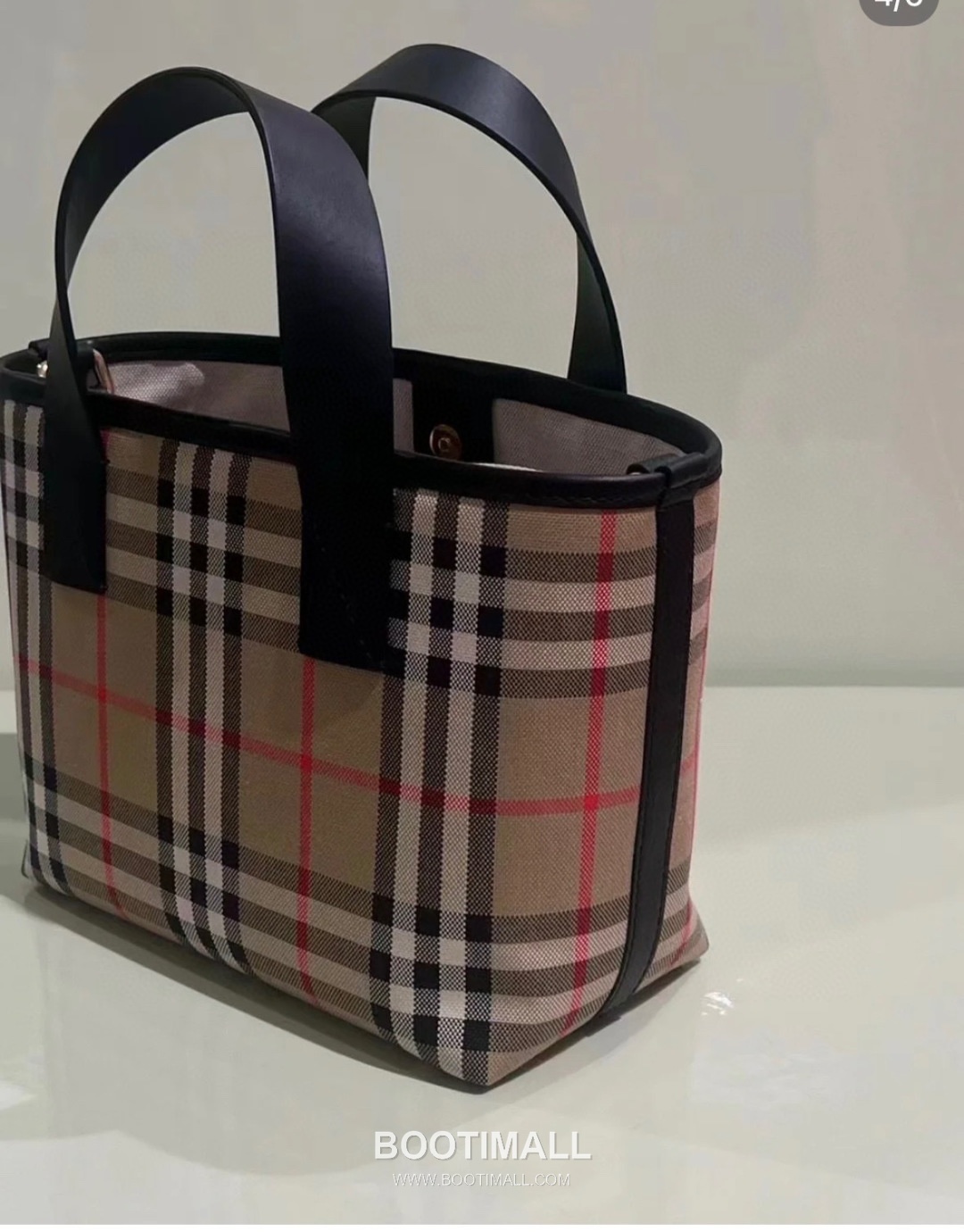 Burberry Check Canvas 246145 Cotton Beige Tote Bag 버버리 체크 캔버스 246145 코튼 베이지 토트백 27cm 6