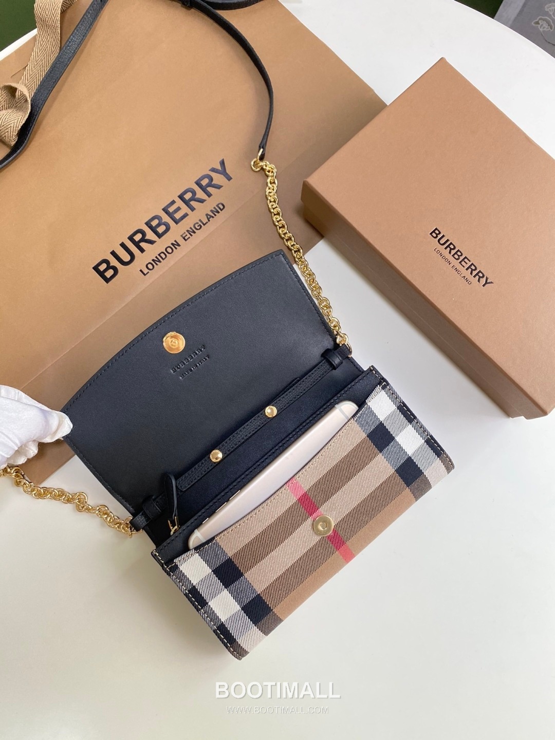 Burberry House Check Chain Wallet 250145 Canvas Beige 버버리 하우스 체크 체인 지갑 250145 캔버스 베이지 21cm 8