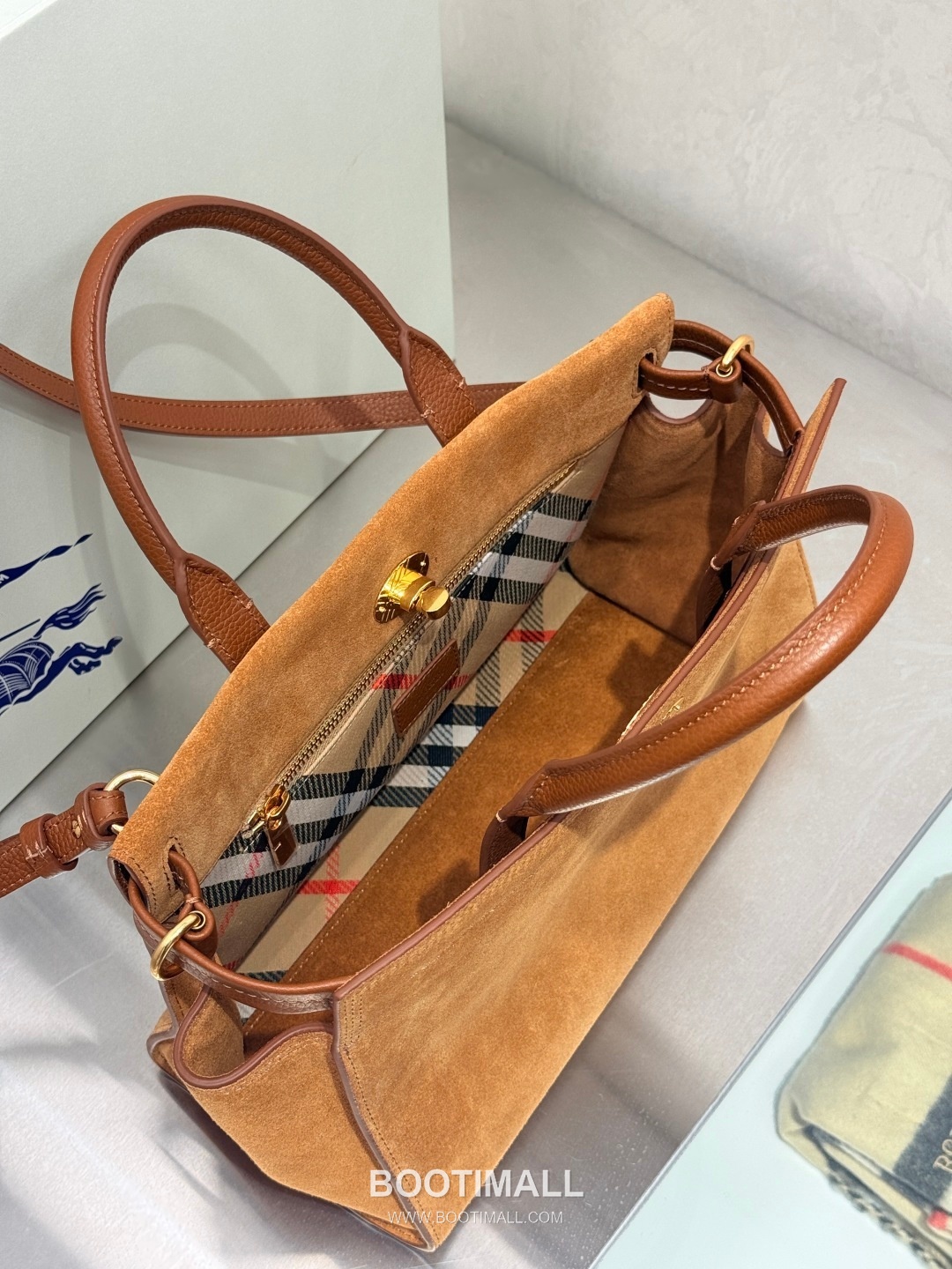 Burberry Cotswolds Tote Suede Leather Beige Bag 버버리 코츠월즈 토트 343173 스웨이드 레더 베이지 31cm 13