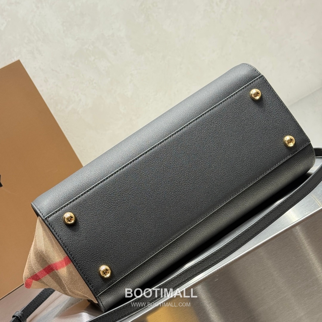 Burberry Classic Check Canvas 473170 Cotton Calfskin Trim Beige Top Handle Bag 버버리 클래식 체크 캔버스 473170 코튼 카프스킨 트리밍 베이지 탑핸들백 33cm 9