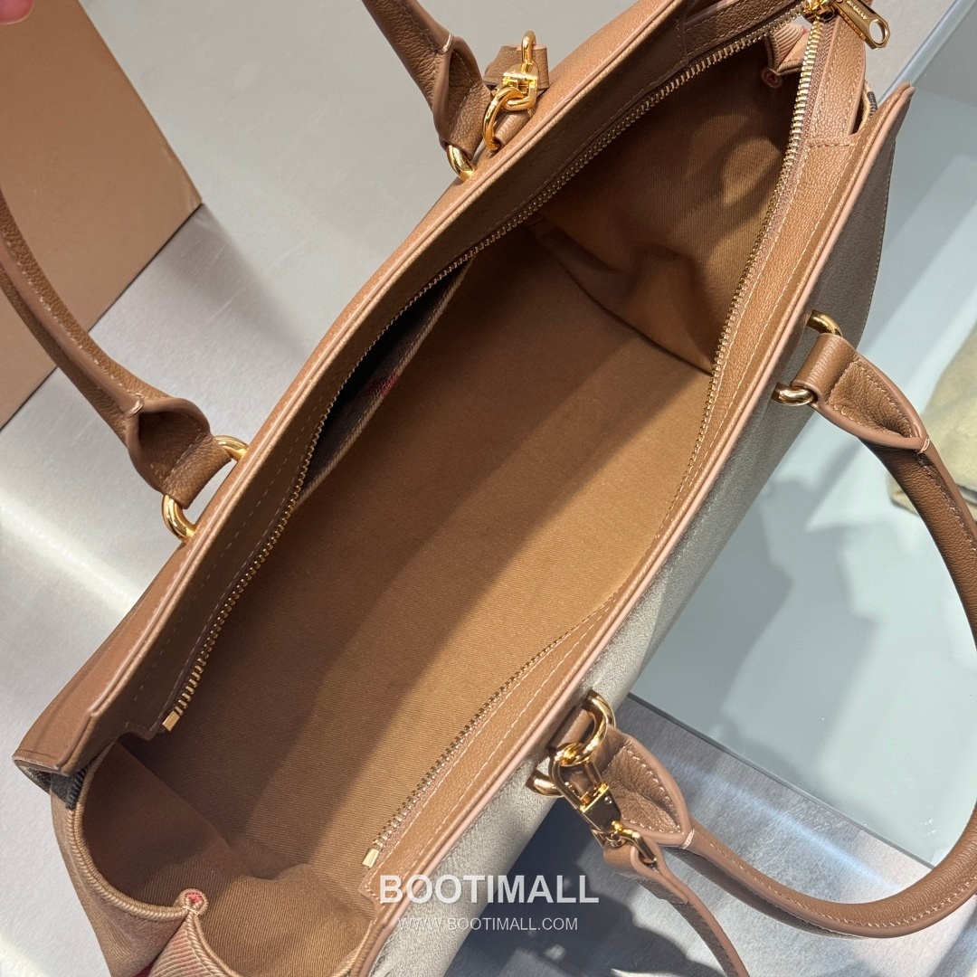 Burberry Classic Check Canvas 473170 Cotton Calfskin Trim Beige Top Handle Bag 버버리 클래식 체크 캔버스 473170 코튼 카프스킨 트리밍 베이지 탑핸들백 32.5cm 7