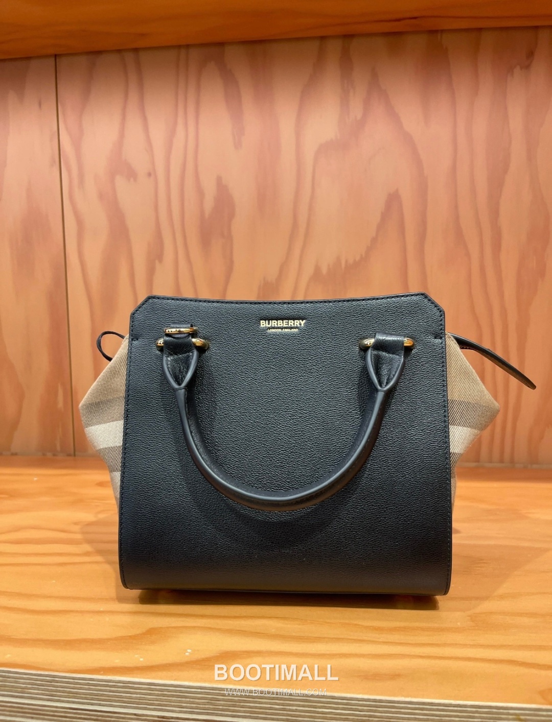 Burberry Classic Check Canvas 488163 Cotton Calfskin Trim Beige Top Handle Bag 버버리 클래식 체크 488163 코튼 캔버스 카프스킨 트리밍 베이지 탑핸들백 21cm 7