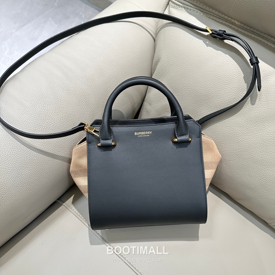 Burberry Classic Check Canvas 488163 Cotton Calfskin Trim Beige Top Handle Bag 버버리 클래식 체크 488163 코튼 캔버스 카프스킨 트리밍 베이지 탑핸들백 21cm 10