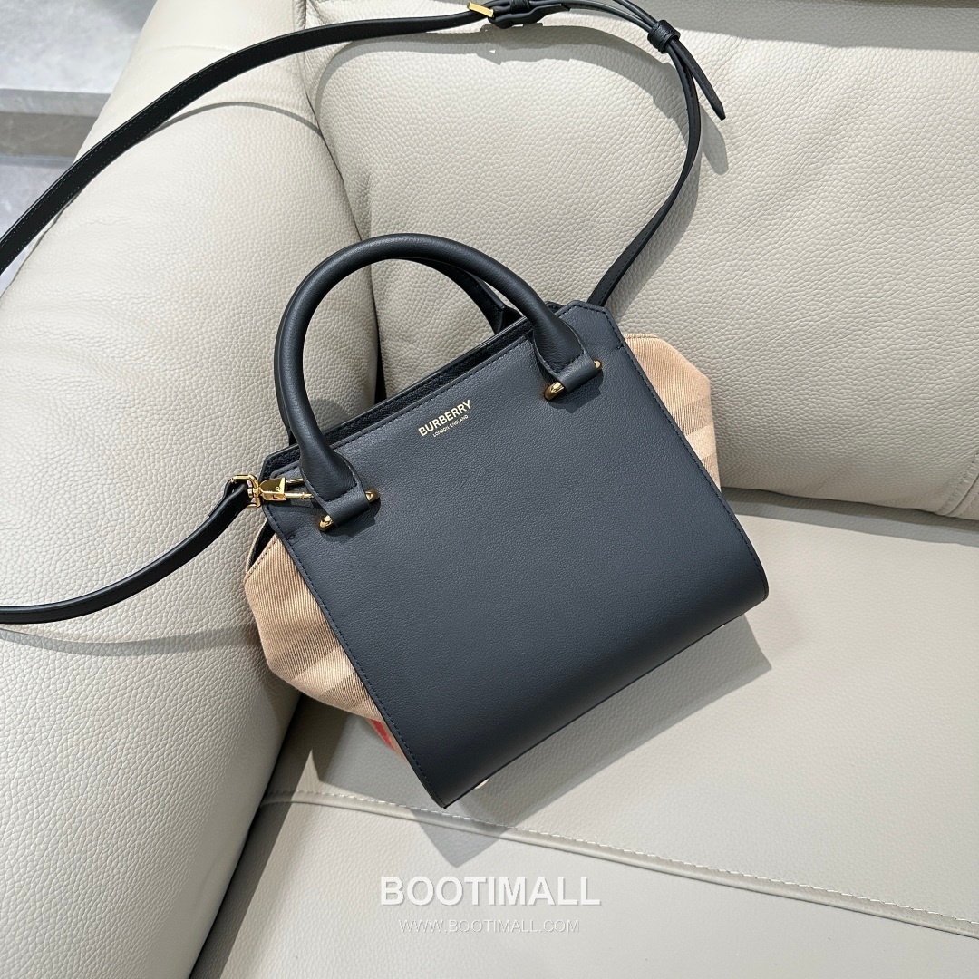 Burberry Classic Check Canvas 488163 Cotton Calfskin Trim Beige Top Handle Bag 버버리 클래식 체크 488163 코튼 캔버스 카프스킨 트리밍 베이지 탑핸들백 21cm 11