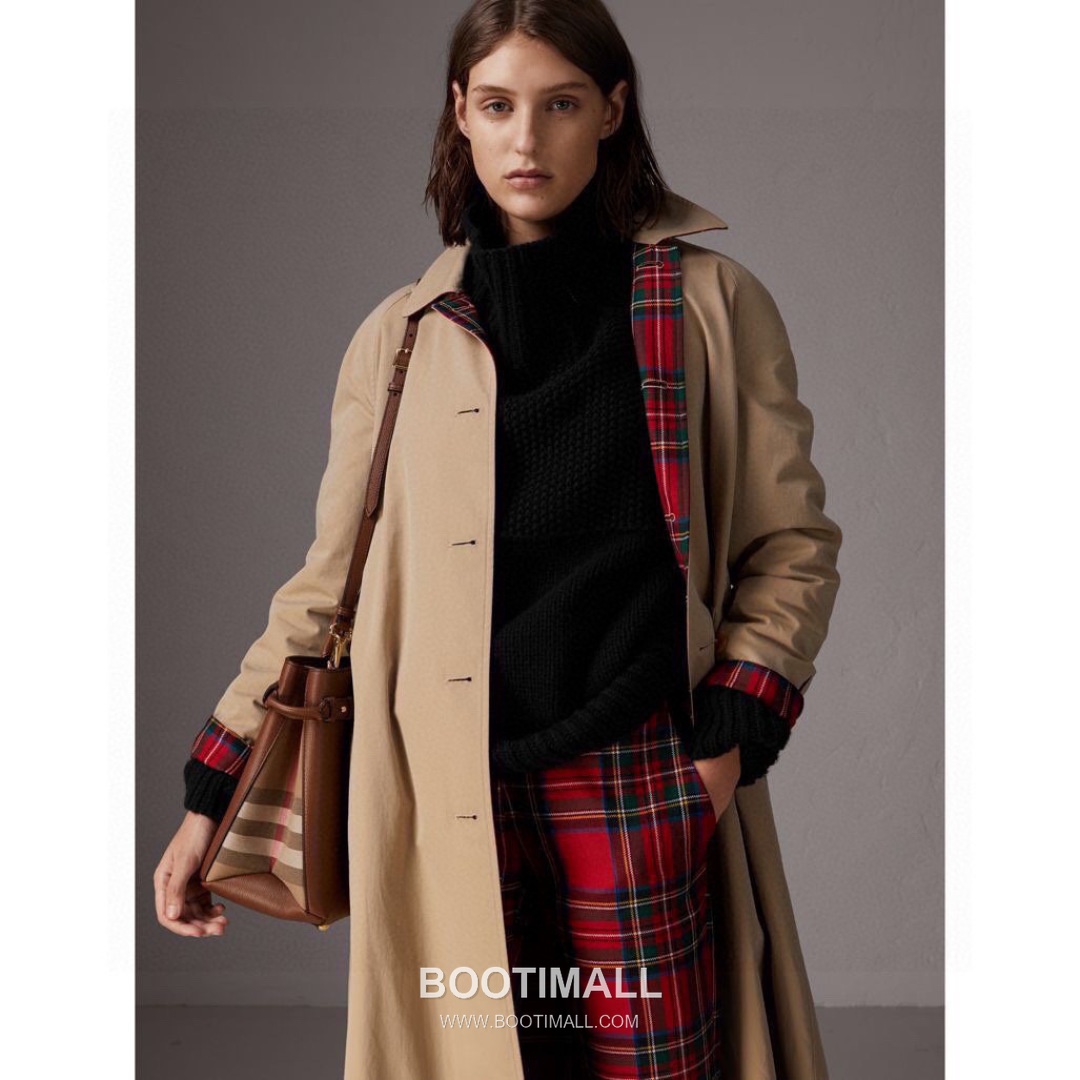 Burberry The Banner House Check Cotton Canvas, Grained Calfskin Tote Bag 버버리 더 배너 하우스 체크 코튼 캔버스, 그레인드 카프스킨 토트백 34cm 2