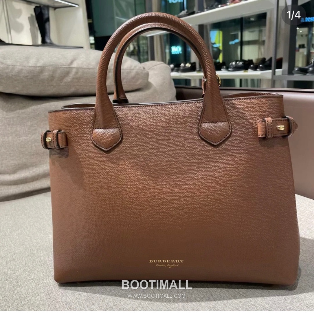 Burberry The Banner House Check Cotton Canvas, Grained Calfskin Tote Bag 버버리 더 배너 하우스 체크 코튼 캔버스, 그레인드 카프스킨 토트백 34cm 4