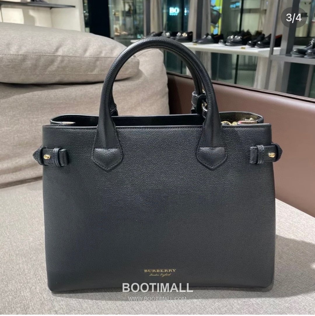 Burberry The Banner House Check Cotton Canvas, Grained Calfskin Tote Bag 버버리 더 배너 하우스 체크 코튼 캔버스, 그레인드 카프스킨 토트백 34cm 6
