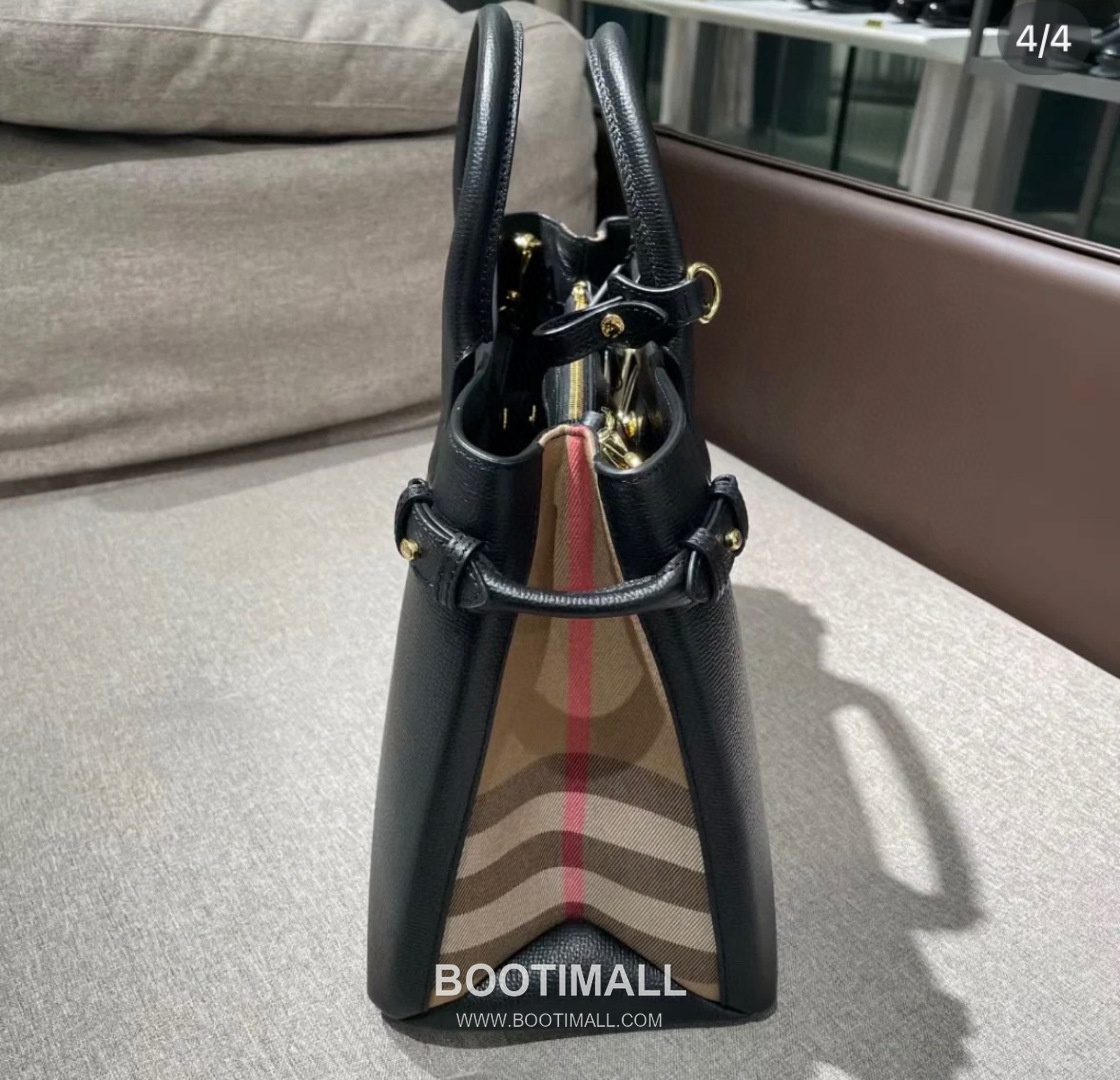 Burberry The Banner House Check Cotton Canvas, Grained Calfskin Tote Bag 버버리 더 배너 하우스 체크 코튼 캔버스, 그레인드 카프스킨 토트백 34cm 7