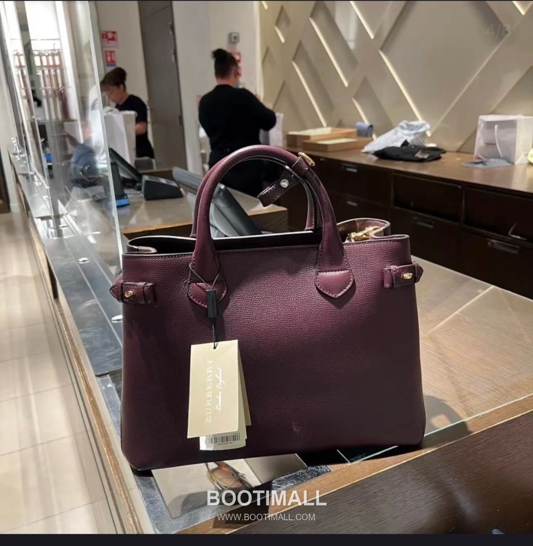 Burberry The Banner House Check Cotton Canvas, Grained Calfskin Tote Bag 버버리 더 배너 하우스 체크 코튼 캔버스, 그레인드 카프스킨 토트백 34cm 1