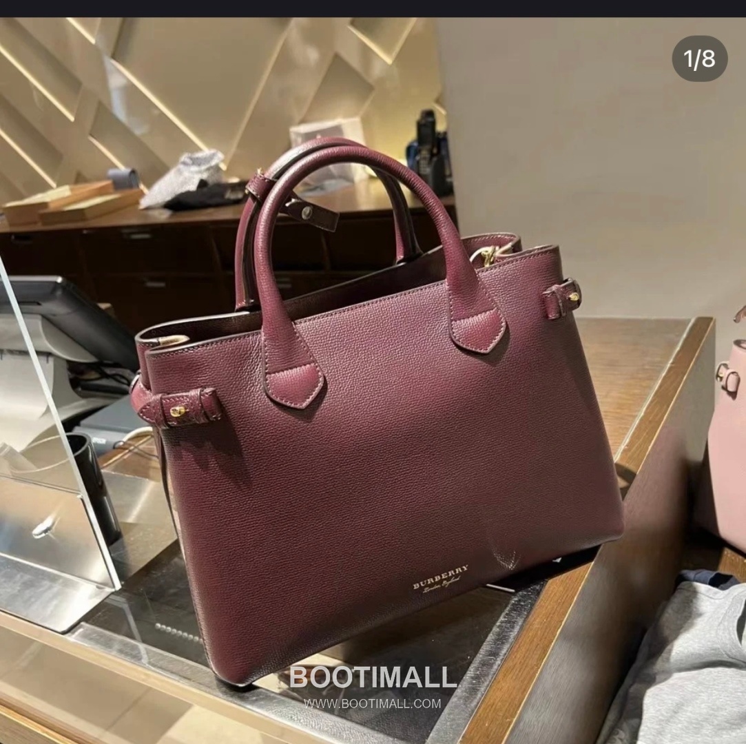 Burberry The Banner House Check Cotton Canvas, Grained Calfskin Tote Bag 버버리 더 배너 하우스 체크 코튼 캔버스, 그레인드 카프스킨 토트백 34cm 3