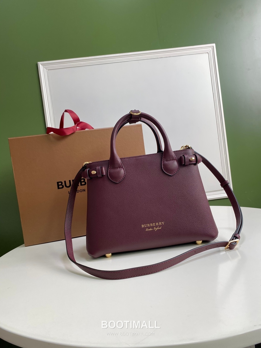 Burberry Banner Check Panel Calfskin Beige Top Handle Bag 버버리 배너 체크 패널 카프스킨 베이지 탑핸들백 26cm 10