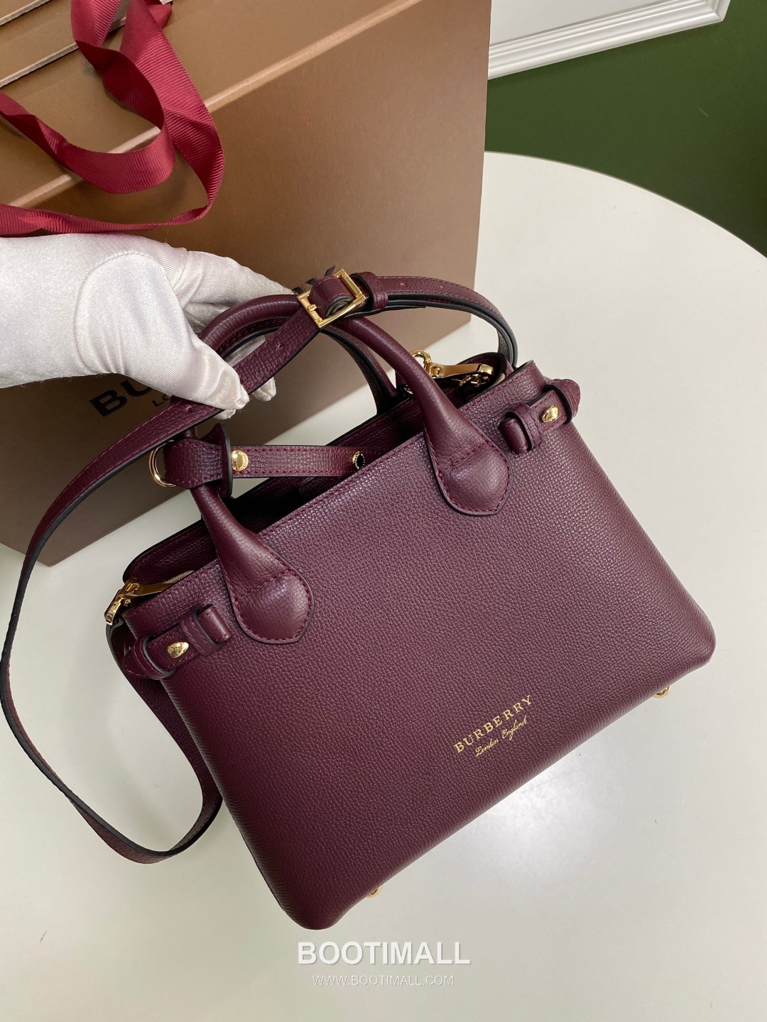 Burberry Banner Check Panel Calfskin Beige Top Handle Bag 버버리 배너 체크 패널 카프스킨 베이지 탑핸들백 26cm 12