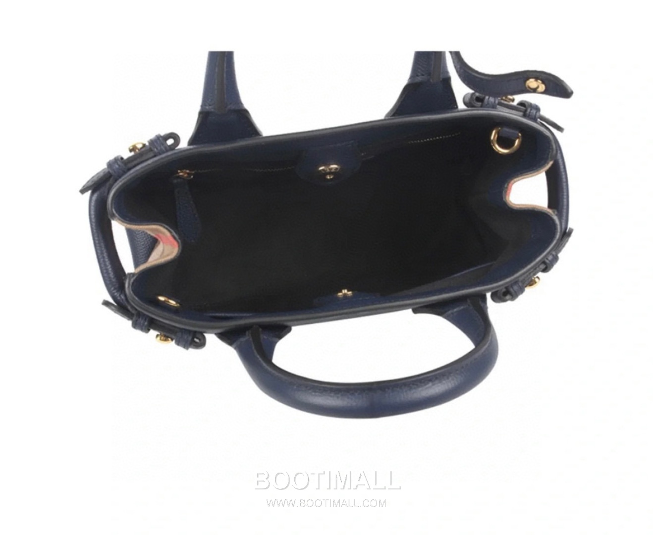 Burberry Banner House Check Grained Leather Navy Tote Bag 버버리 배너 하우스 체크 그레인드 레더 네이비 토트백 26cm 4