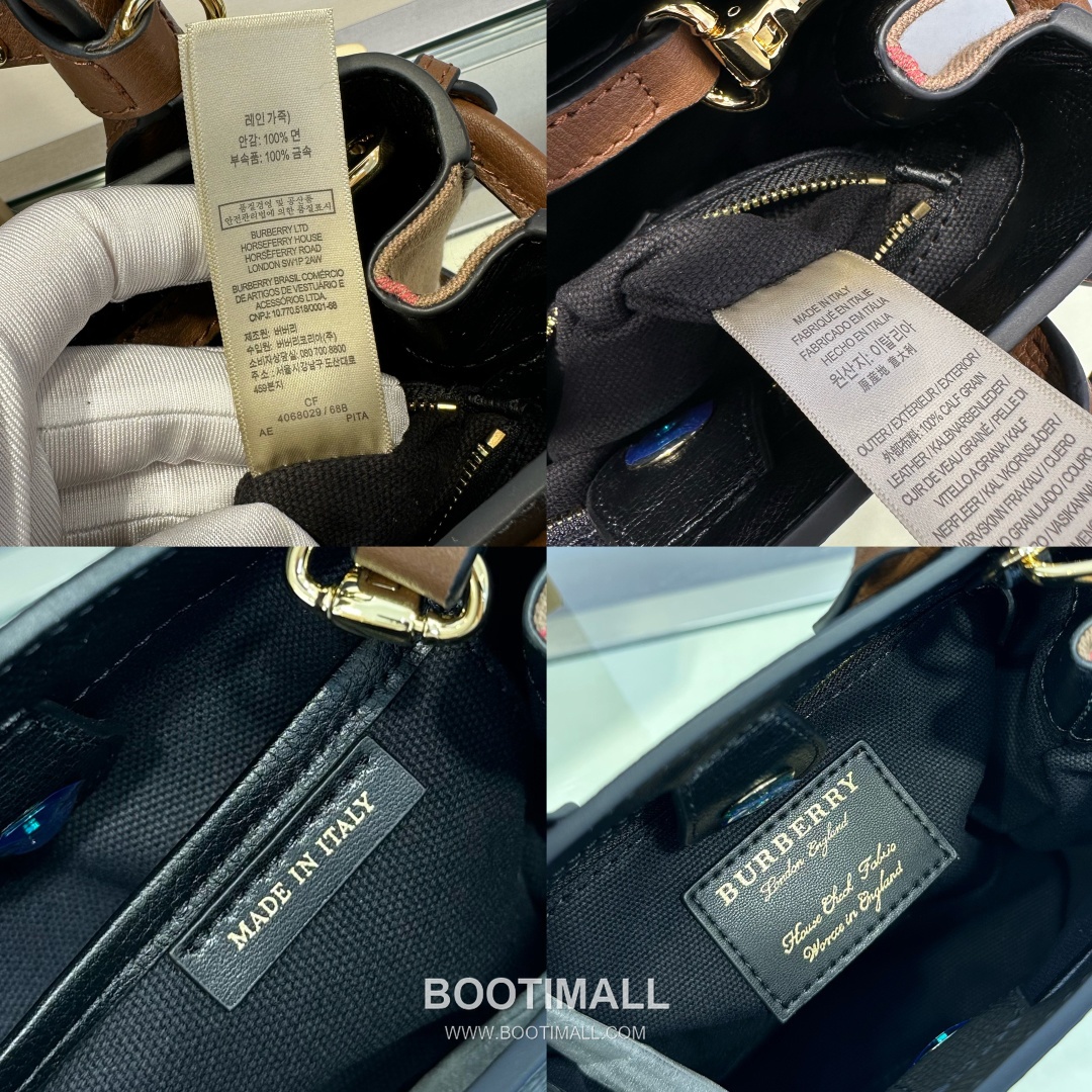 Burberry The Banner House Check Cotton Canvas Beige Tote Bag 버버리 더 배너 하우스 체크 712160 코튼 캔버스 베이지 토트백 22cm 18