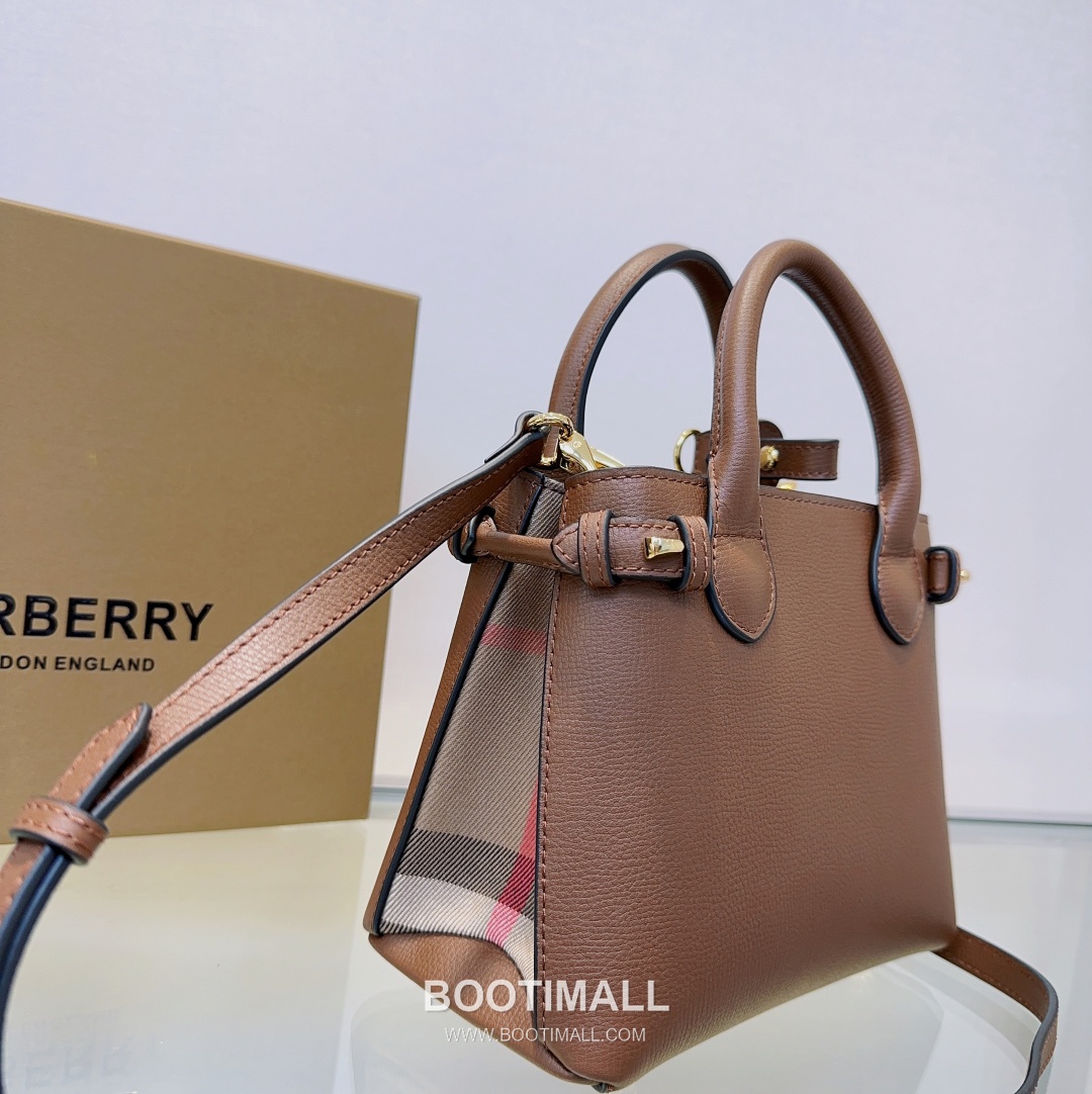Burberry The Banner House Check Cotton Canvas Beige Top Handle Bag 버버리 더 배너 하우스 체크 코튼 캔버스 베이지 탑핸들백 22cm 3