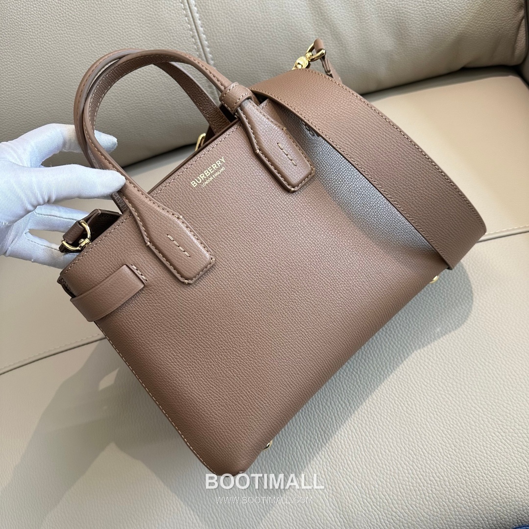 Burberry Banner Vintage Check Grained Cowhide Beige Tote Bag 버버리 배너 빈티지 체크 557163 그레인드 소가죽 베이지 토트백 26cm 4