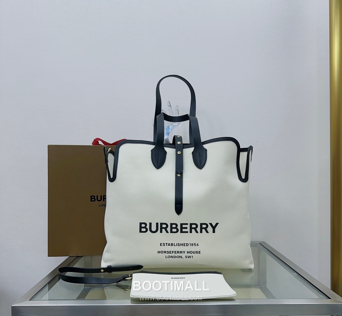 Burberry The Belt Horseferry Cotton Canvas Tote Bag 버버리 더 벨트 호스페리 코튼 캔버스 토트백 43cm 10