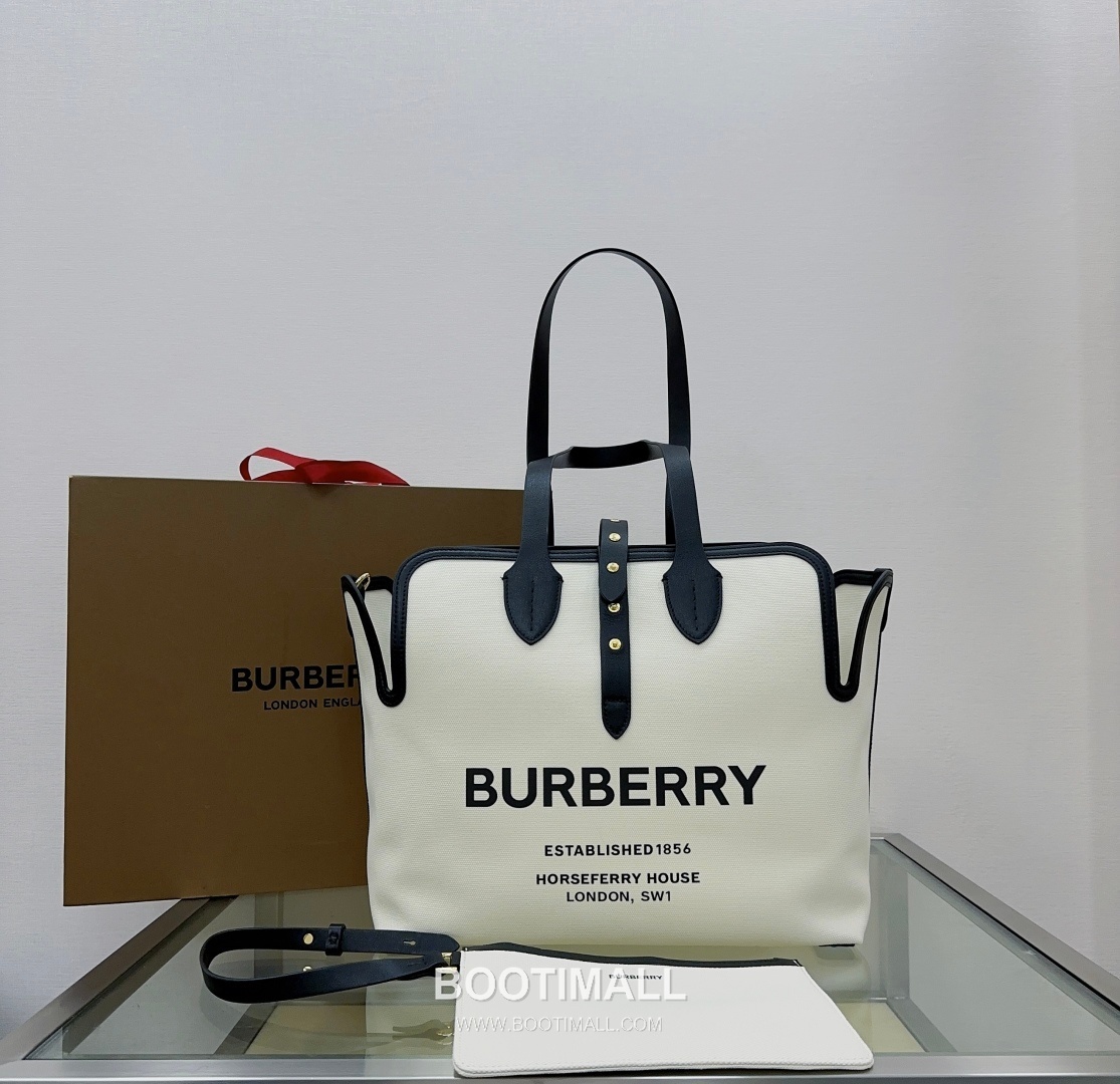 Burberry The Belt Horseferry Cotton Canvas Tote Bag 버버리 더 벨트 호스페리 코튼 캔버스 토트백 35cm 10