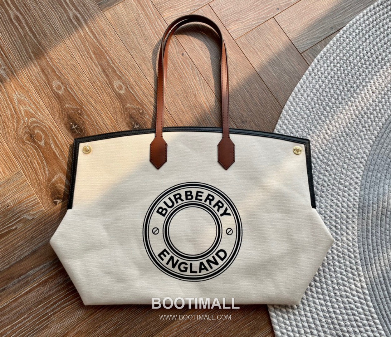 Burberry Society Logo Print Cotton Canvas Beige Tote Bag 버버리 소사이어티 로고 프린트 코튼 캔버스 베이지 토트백 38cm 10