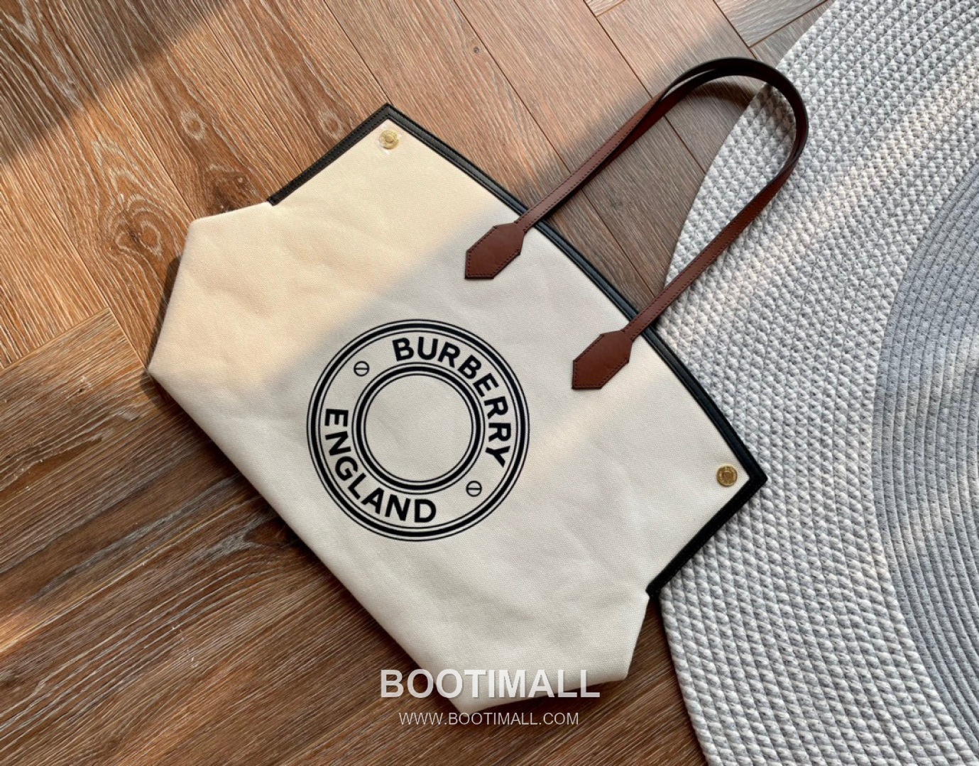 Burberry Society Logo Print Cotton Canvas Beige Tote Bag 버버리 소사이어티 로고 프린트 코튼 캔버스 베이지 토트백 38cm 11