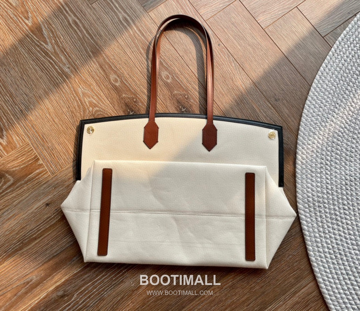 Burberry Society Logo Print Cotton Canvas Beige Tote Bag 버버리 소사이어티 로고 프린트 코튼 캔버스 베이지 토트백 38cm 12