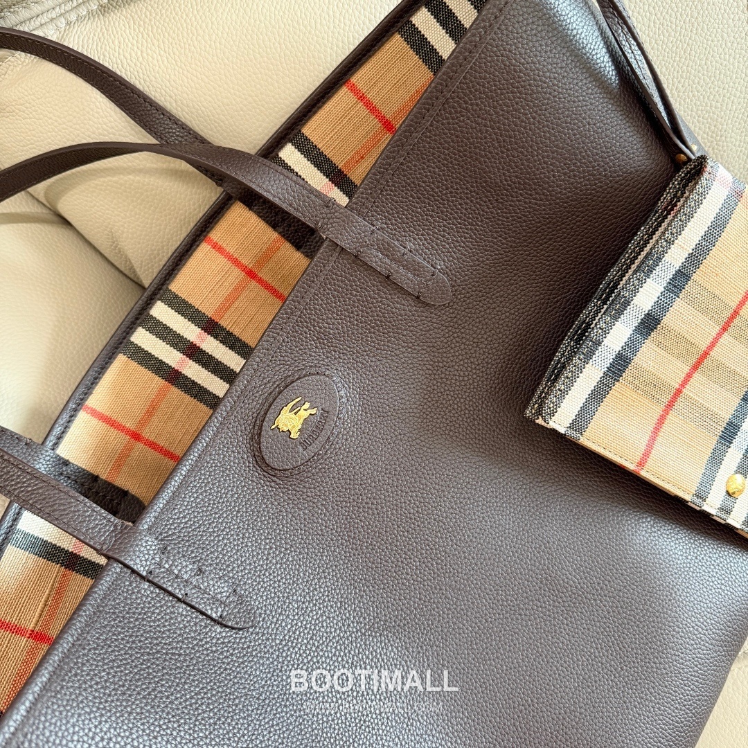 Burberry Bloomsbury Reversible Check Tote Grained Calfskin Sand Bag 버버리 블룸즈버리 리버서블 체크 토트 그레인드 카프스킨 샌드 37.5cm 8