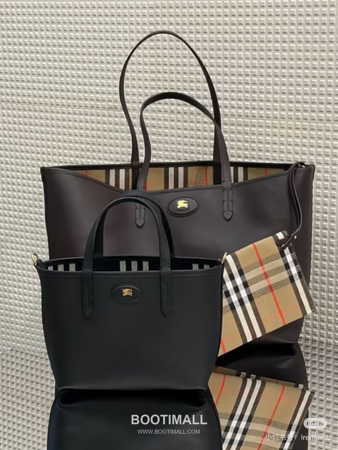 Burberry Bloomsbury Reversible Check Tote Grained Calfskin Sand Bag 버버리 블룸즈버리 리버서블 체크 토트 그레인드 카프스킨 샌드 37.5cm 22
