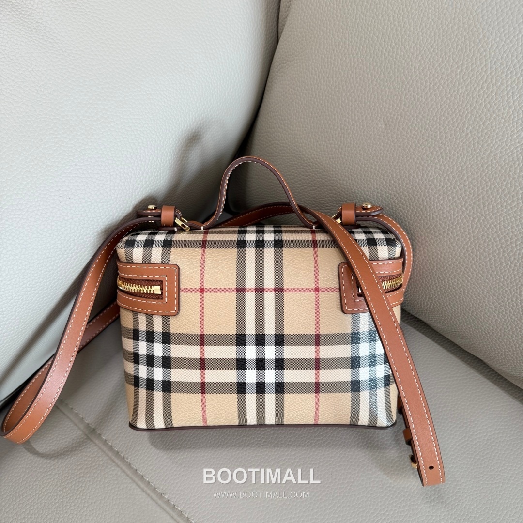 Burberry Check Vanity Cotton Blend Archive Beige Top Handle Bag 버버리 체크 배니티 525153 코튼 혼방 아카이브 베이지 탑핸들백 20cm 11
