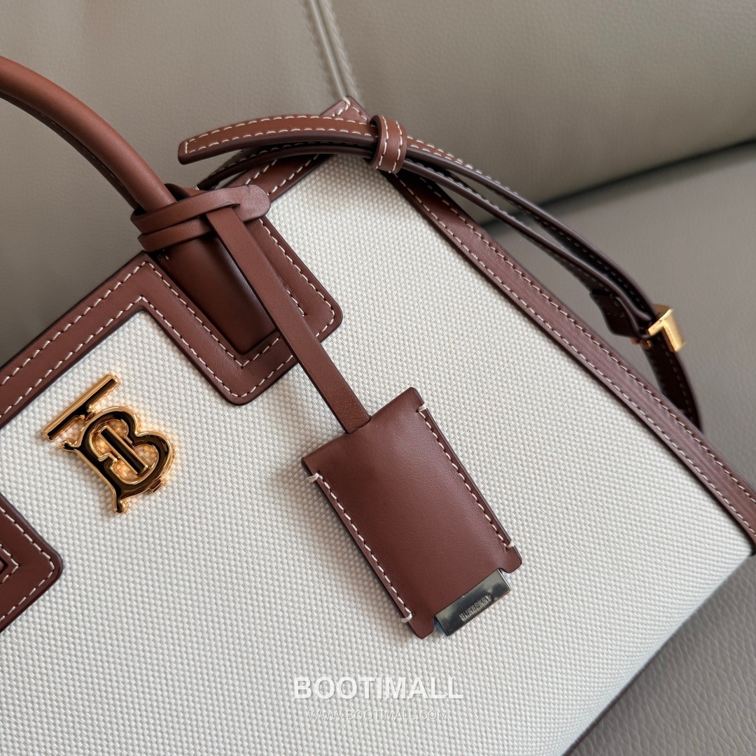 Burberry TB Canvas Tote 044173 Tanned Leather Beige Bag 버버리 TB 캔버스 토트 044173 태닝 레더 베이지 27cm 5