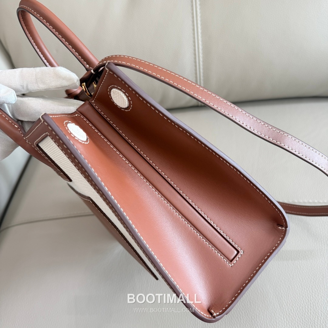 Burberry TB Canvas Tote 044173 Tanned Leather Beige Bag 버버리 TB 캔버스 토트 044173 태닝 레더 베이지 27cm 6